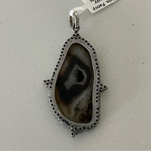 One of a kind Fancy Geode Druzy and diamond pendant - Picture 10 of 10